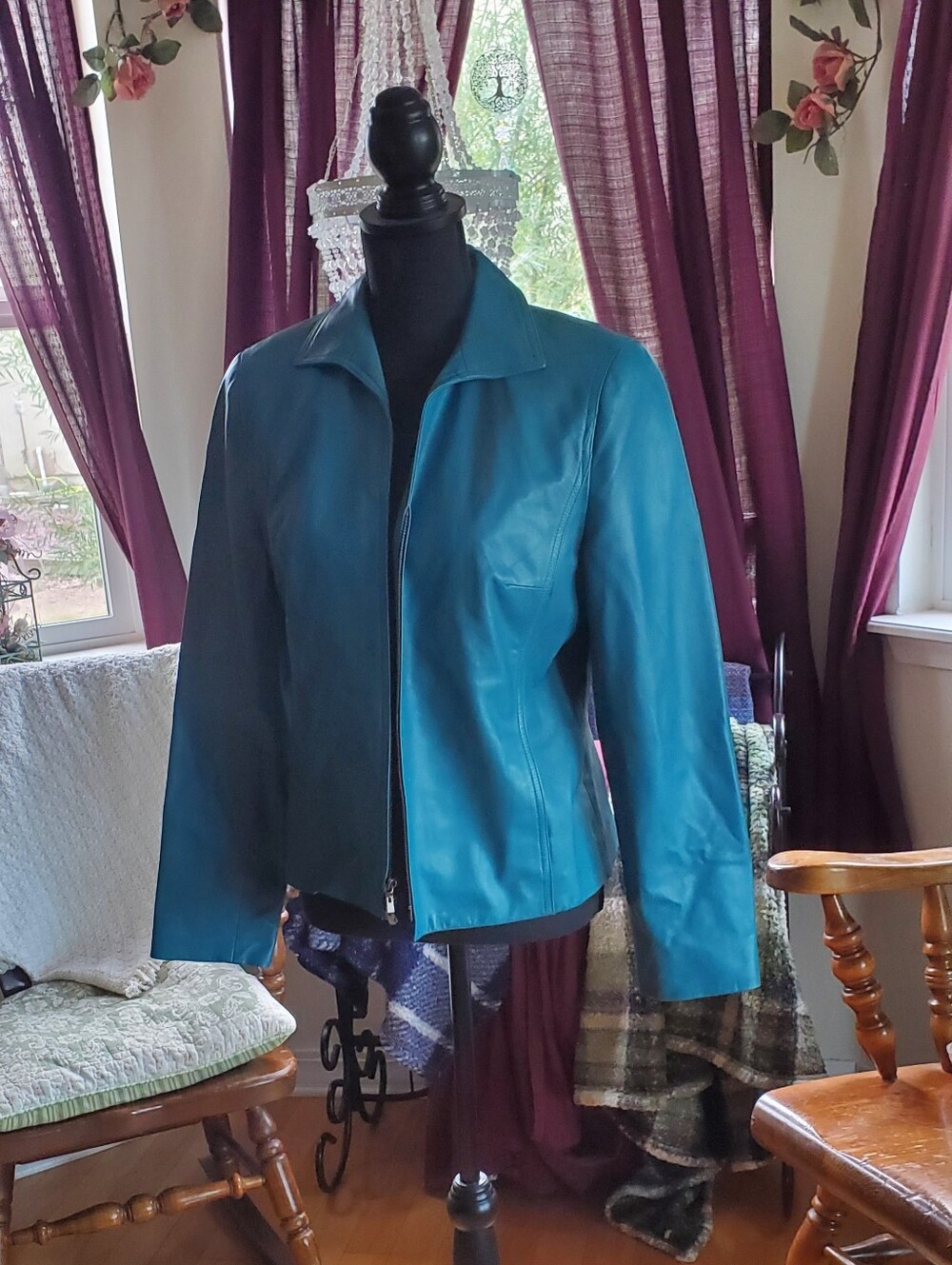 Worth Teal Leather Jacket - Women's Brand